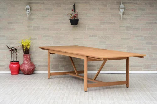Miniatura 2 de Brampton Patio Athens - Juego de mesa de comedor rectangular de 11 piezas, ideal para patio e interior, acabado de teca claro