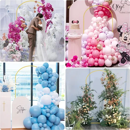 Miniatura 5 de Fomcet Soporte de Telón de Fondo de Arco de Boda de Metal Dorado de 2x1 Metros, Marco de Globo con Arco para Ceremonia, Cumpleaños, Fiesta