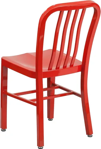 Miniatura 5 de Flash Furniture Silla de metal rojo de grado comercial para interiores y exteriores