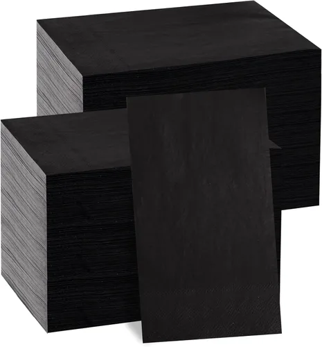Miniatura 10 de bUCLA 100 Unidades de Servilletas de Papel Negras de 3 Capas - Servilletas de Papel Negras Desechables de Calidad Premium, Absorbentes para Cocina