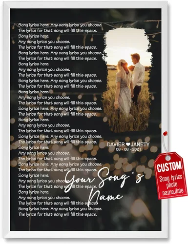 Miniatura 37 de H-DEWALL Póster personalizado de letras de canciones, regalos para marido, foto inspiradora, arte de pared, decoración de casa, sala de estar