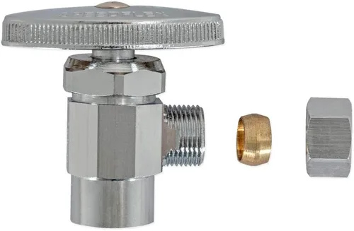 Miniatura 5 de Eastman Válvula de tope de ángulo de entrada de latón de 3/8 de pulgada de diámetro exterior x 1/2 pulgada Nom. Sudor Multi-Giros de latón con mango