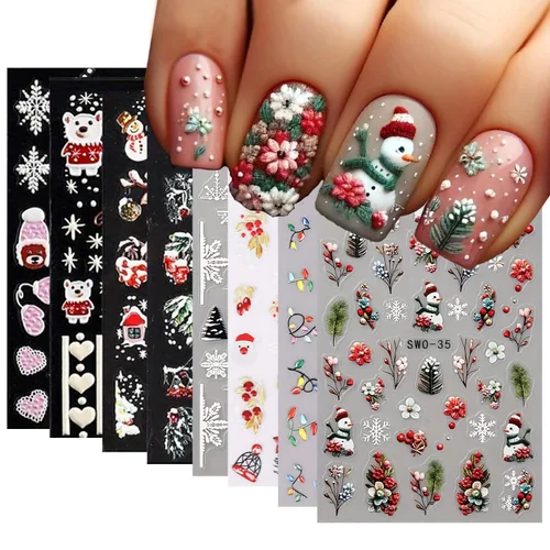 Miniatura 12 de 8 hojas de calcomanías de uñas de Halloween con diseños de fantasmas lindos, calabaza, araña, telaraña, sangre, llama 3D, autoadhesivas, Otoño