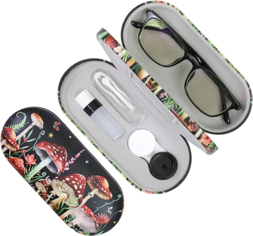 Miniatura 24 de Estuche 2 en 1 para Lentes de Contacto y Anteojos para Mujeres, Hombres y Niños, Estuche Duro Portátil de Doble Cara para Anteojos de Viaje