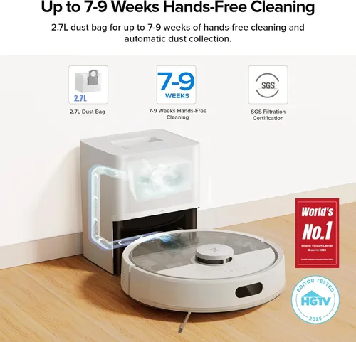 Miniatura 2 de roborock Robot aspirador y trapeador Q7 M5+, actualizado desde Q5 Max+, hasta 7-9 semanas de autovaciado, succión de 10000 Pa, sistema doble Blanco
