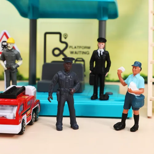 Miniatura 9 de Totority People Everyday Heroes Figuras de acción para niños pequeños, 7 piezas de ayudantes comunitarios - Modelos realistas de ocupaciones