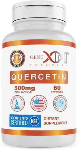 Genex Formulas Quercetina 500mg -60 cápsulas para suministro de 60 días - Suplemento para apoyo inmunológico, antioxidante y protección contra