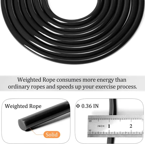 Miniatura 6 de Mangodan Cuerda de saltar con peso de 1LB para fitness para mujeres y hombres, cuerda de saltar sin enredos con rodamientos de bolas de velocidad