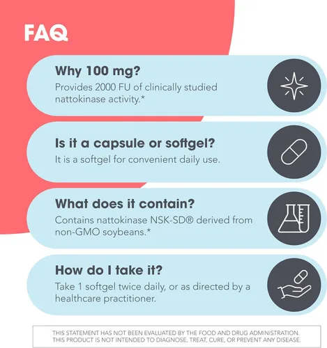 Miniatura 6 de Allergy Research Group - Suplemento Nattoquinasa NSK-SD 2000 FU, 100mg - Salud Cardiovascular/Circulatoria - 180 cápsulas blandas