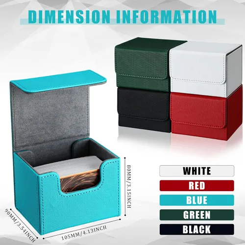 Miniatura 2 de Weewooday 5 cajas de cuero para cartas de mazo de gran tamaño, caja de almacenamiento para 100 tarjetas con funda compatible con MTG TCG, 5