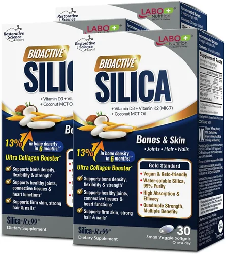 LABO Nutrition Sílice bioactiva – cabello, piel, uñas, formación de colágeno, articulaciones y fuerza ósea – Apoya la salud ósea y refuerzo de
