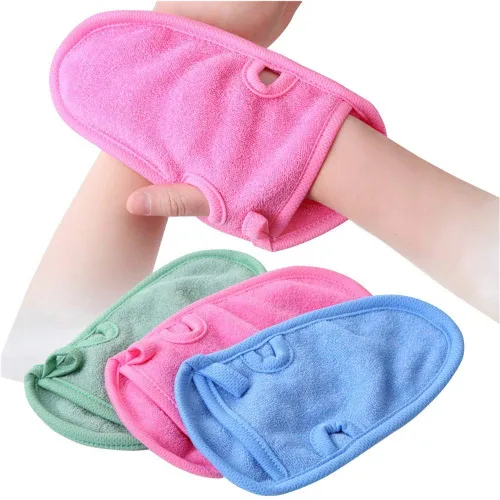 ericotry 3 guantes exfoliantes para baño y ducha, toalla suave para el cuidado de la piel, lavado corporal, masaje, spa, para adultos y niños (color