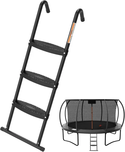 Gardenature Escalera de cama elástica de 3 escalones con escalones planos anchos, escaleras universales para niños, resistentes al óxido, accesorios
