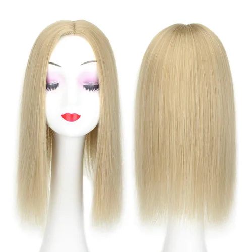 Miniatura 2 de 22 "Parte media pelo recto Topper clip en mono base frente postizo para mujeres pérdida de cabello 16/613