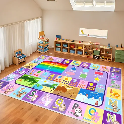 Miniatura 20 de Alfombra infantil para sala de juegos, dormitorio, 2.5 x 4 pies, alfombra educativa ABC para aula, guardería, alfombra antideslizante de aprendizaje