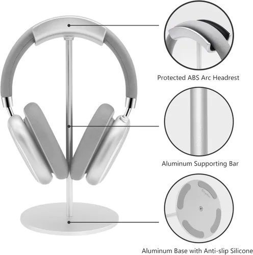 Miniatura 5 de Srhythm Soporte para auriculares, soporte de auriculares de metal para ahorrar espacio y mostrar