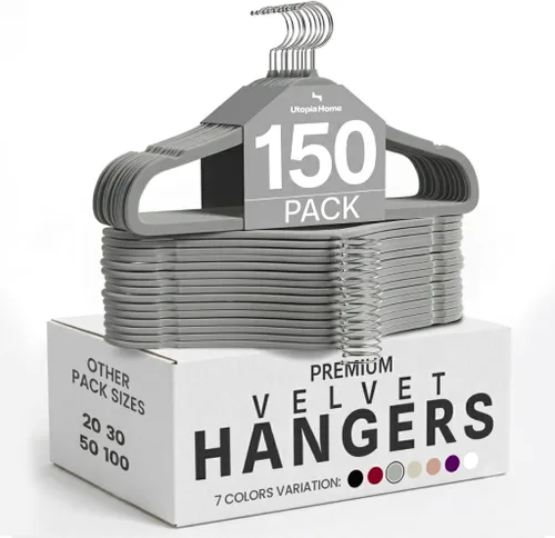 Miniatura 17 de Utopia Home Velvet Hanger - Paquete de 50 perchas delgadas antideslizantes de lujo para pantalones y abrigos, perchas fuertes que ahorran espacio