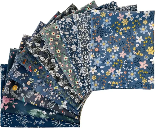 Miniatura 10 de 18" x 22" Fat Quarters Quilting Cotton Fabric Bundles for Sewing, 10 PCS Black&White Floral