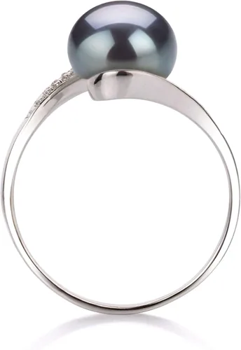 Miniatura 3 de Chantel - Anillo de perlas cultivadas de plata de ley 925 de 9 a 0.394in, color negro