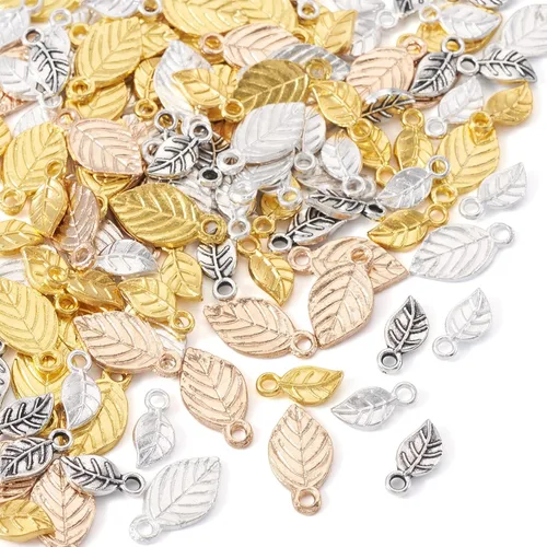 Miniatura 9 de Craftdady Pendientes colgantes de elefante dorado con suerte - Dijes de Jesús en oro antiguo, peces, hojas budistas, ojos malvados, amuletos