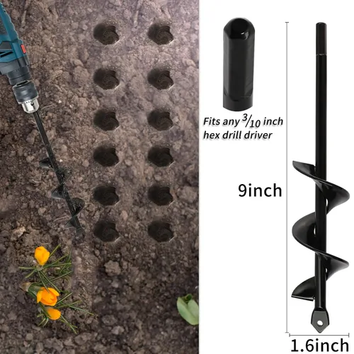 Miniatura 2 de Broca de Taladro para Jardín para Plantar – Broca de Jardín de 4x23 cm, Barrenadora Rápida para Bulbos y Plantas de Cama para Taladro Hexagonal