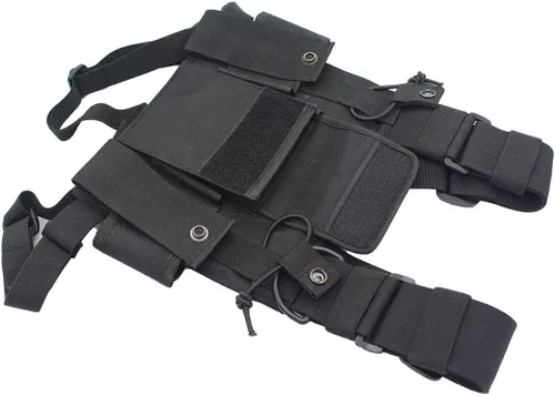 Miniatura 4 de Arnés de radio para el pecho, bolsa de bolsillo, chaleco para radio bidireccional (Rescue Essentials) (negro)
