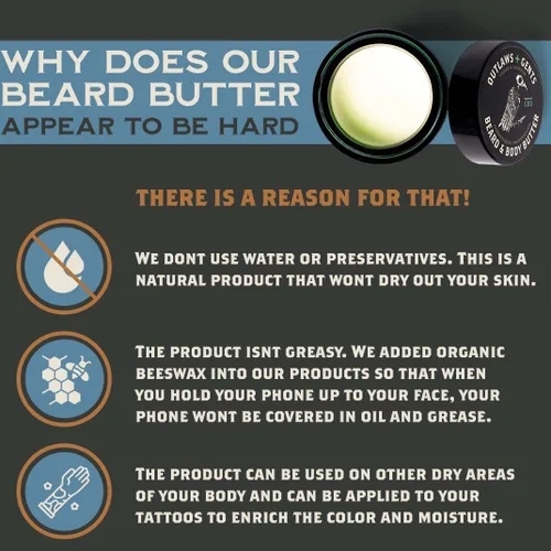 Miniatura 3 de Outlaws and Gents Grooming Co. Mantequilla para barba y cuerpo – Hidratante natural con aroma de piel de cedro para hombres – Hidrata profundamente