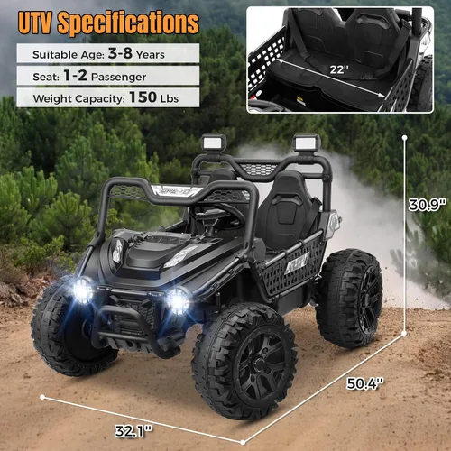 Miniatura 3 de Hikole Juguetes de paseo de 2 plazas de 24 V para niños grandes, camión eléctrico UTV con control remoto, asiento XXXL de 22 pulgadas, ruedas