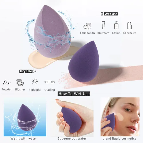 Miniatura 2 de Leeshine - Juego de esponjas de maquillaje - Esponjas de belleza para mezclar con 1 soporte y estuche en forma de huevo, impecables para crema
