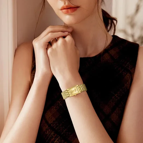 Miniatura 7 de GOLDEN HOUR Reloj de oro con pulsera rectangular vintage para mujer