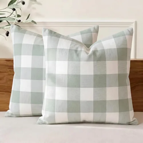 Miniatura 29 de CARRIE HOME Juego de 4 fundas de almohada a cuadros blancos y negros de 18 x 18 pulgadas para exteriores, decoración de granja a cuadros de búfalo