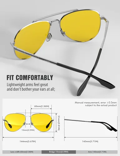 Miniatura 30 de LUENX, Aviator - Gafas de sol polarizadas, para hombres y mujeres, protección UV 400, con funda 60MM