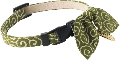 Miniatura 3 de Necoichi Collar de gato ninja (verde) con campana de seguridad, suave y ligero para gatos, gatito, patrón elegante japonés, vendedor número 1