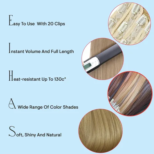 Miniatura 6 de CAISHA XXL - Juego de 8 extensiones de cabello con clip de 24 pulgadas, extensiones de cabello lacio rojo burdeos CES10