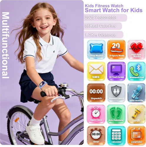 Miniatura 2 de Reloj inteligente para adolescentes y niños, 1.8 pulgadas IP68 para niños y niñas, seguimiento de actividad física, uso dual independiente