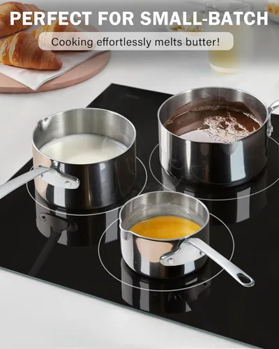 Miniatura 6 de Cooks Standard Calentador de mantequilla de acero inoxidable de 0.15 cuartos de galón, sartén pequeña recubierta de varias capas, 4.7 fl oz, mini
