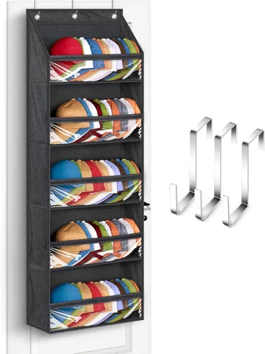 Miniatura 6 de SLEEPING LAMB Organizador de sombreros de puerta estrecha para gorras de béisbol, estante para gorras de béisbol para armario/pared, soporte
