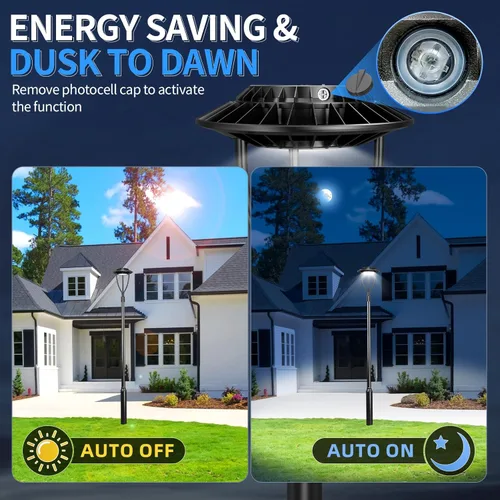 Miniatura 4 de ADUB Luces LED de poste de 60 W, 48 W, 36 W, potencia ajustable, ETL 5000 K, luz superior LED con fotocélula IP65, luces de poste para exteriores
