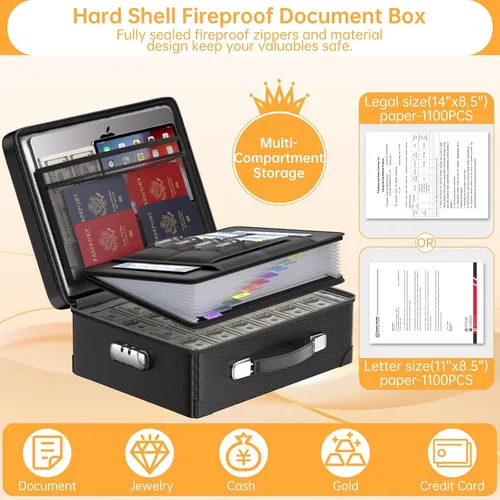 Miniatura 5 de DocSafe Caja de Documentos Ignífuga de 6400°F con Cerradura, Caja Fuerte de Caso Duro Aislada Térmicamente Ignífuga Resistente al Agua de 10 Capas