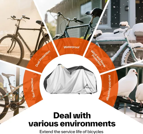 Miniatura 9 de Sportneer Cubierta para bicicleta: Fundas impermeables para bicicletas al aire libre con orificio de bloqueo y bolsa de almacenamiento, cubiertas