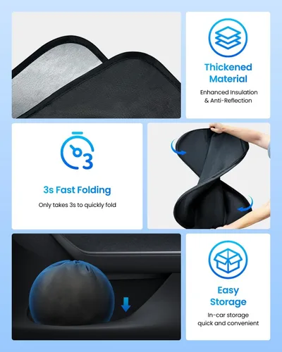 Miniatura 6 de REEVAA - Parasol plegable mejorado para parabrisas, ajuste a medida, 99% de protección solar, protege el interior y lo mantiene fresco, accesorios