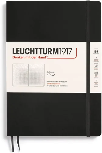 Miniatura 2 de LEUCHTTURM1917 - Cuaderno mediano A5 de tapa blanda, 123 páginas numeradas para escribir y llevar un diario (color negro, cuadriculado)
