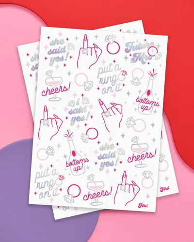 Miniatura 2 de xo, Fetti Tatuajes de dedo en anillo de novia – estilos de aluminio Decoración de despedida de soltera, regalo de dama de honor, regalo de novia +