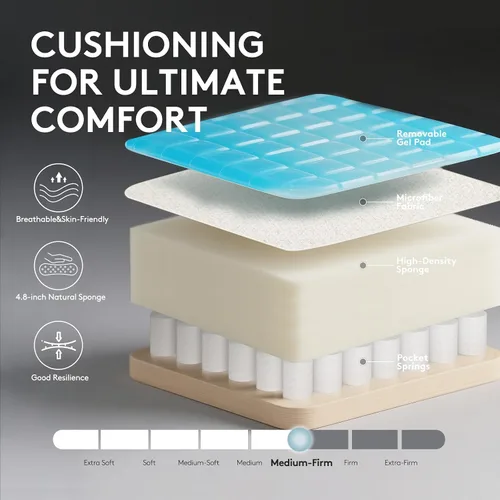 Miniatura 6 de Silla de juegos de tela transpirable, silla de oficina para computadora con reposapiés, soporte lumbar de masaje y almohadilla de gel, silla