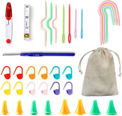 Miniatura 3 de EXQUISS Juego de agujas de tejer de bambú, 18 pares de agujas circulares de madera con tubo de plástico colorido, herramientas de tejido incluidas
