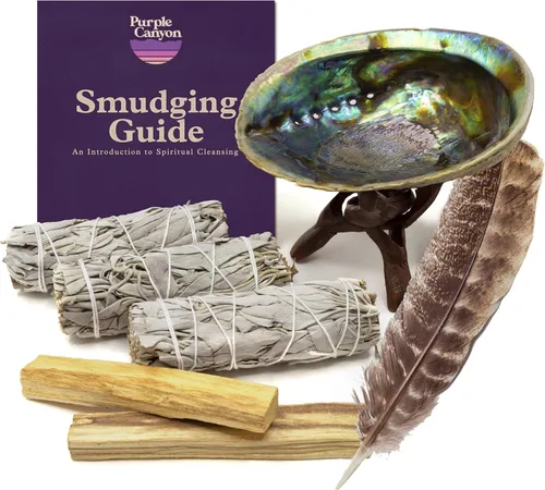 Miniatura 8 de Purple Canyon Kit de Meditación de Afirmación con Kit de Sahumerio de Salvia Blanca y Tarjetas de Afirmación para Atención Plena y Alivio del Estrés