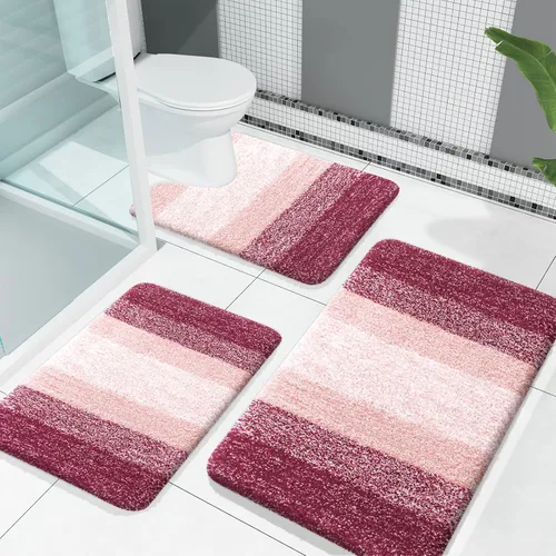 Miniatura 67 de OLANLY Juego de alfombras de baño de 3 piezas, alfombras de baño de microfibra suave y absorbente y alfombra de inodoro de contorno en forma de U