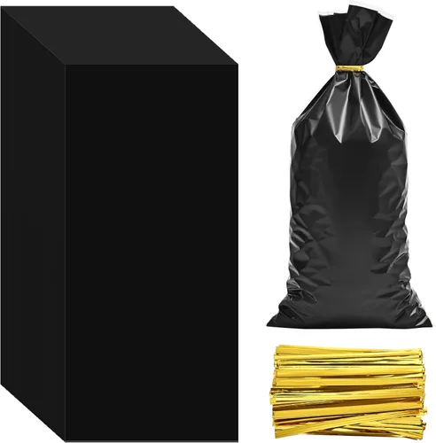 Lecpeting 100 bolsas de celofán, bolsas de plástico para dulces con lazos giratorios para envoltura de regalo, cumpleaños, boda, baby shower,