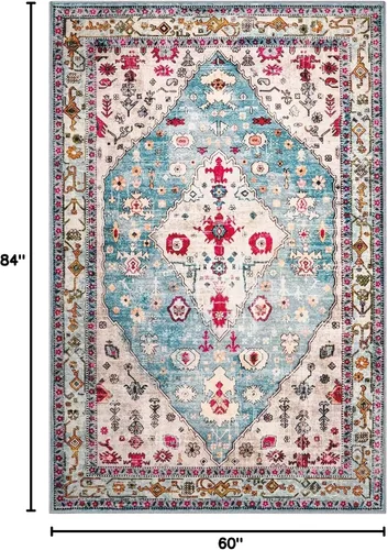 Miniatura 110 de Lahome Alfombra Bohemia Tribal Lavable de 3 x 5, Alfombras Antideslizantes para Entrada, Dormitorio, Sala de Estar, Vintage, Ultra Suave, No
