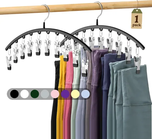 Organizador de leggings para armario, perchas de metal para pantalones de yoga, 1 paquete con 10 clips con capacidad para 10 leggings, organizador